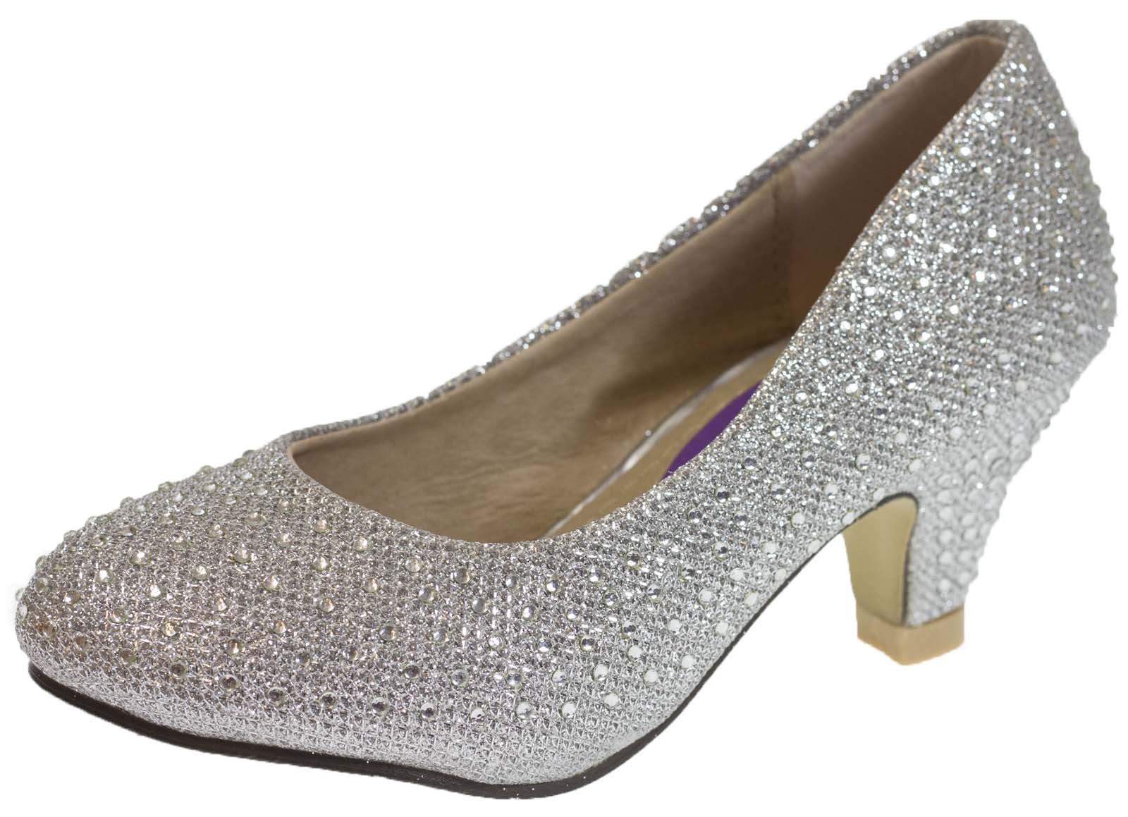 Kids Girls Mary Jane Party Shoes Diamante Glitter Bridesmaids Heels Size UK 9-3 | eBay